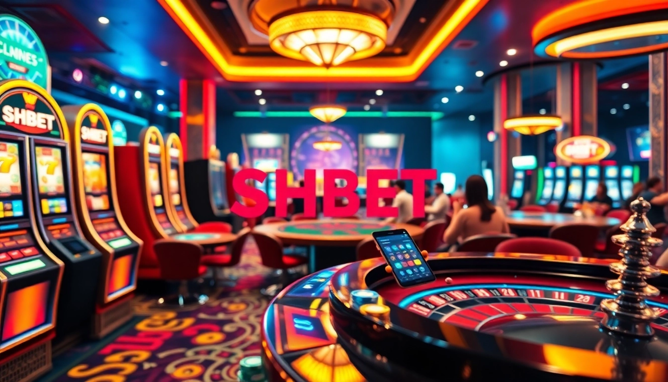 SHBET showcases an exciting online casino atmosphere with players engaged at vibrant gaming tables.
